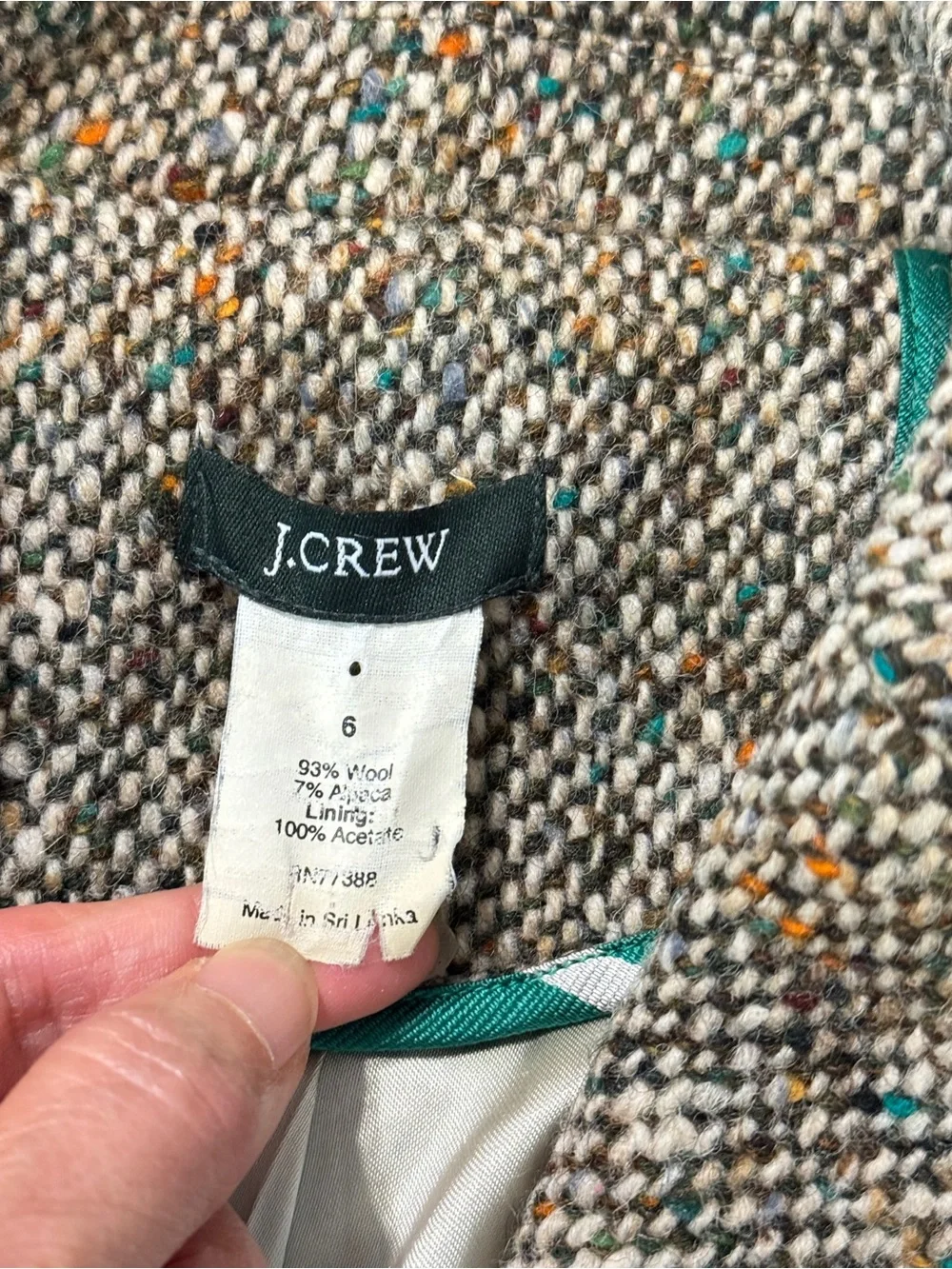 Vintage 2005 J Crew Wool Alpaca Tweed Blazer Jacket Size 8 Style 72255